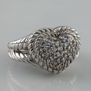 Judith Ripka Sterling Silver Diamonique Heart Sz 6